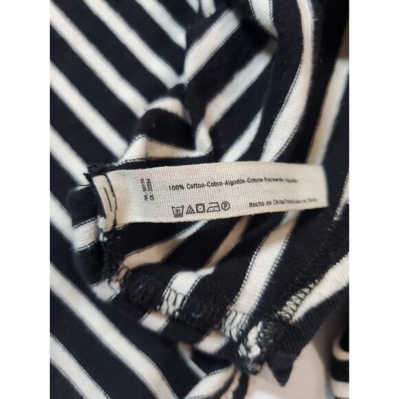 Free People Women’s Medium Black & White Striped Crop Top Long Sleeve Cotton - Picture 6 of 9